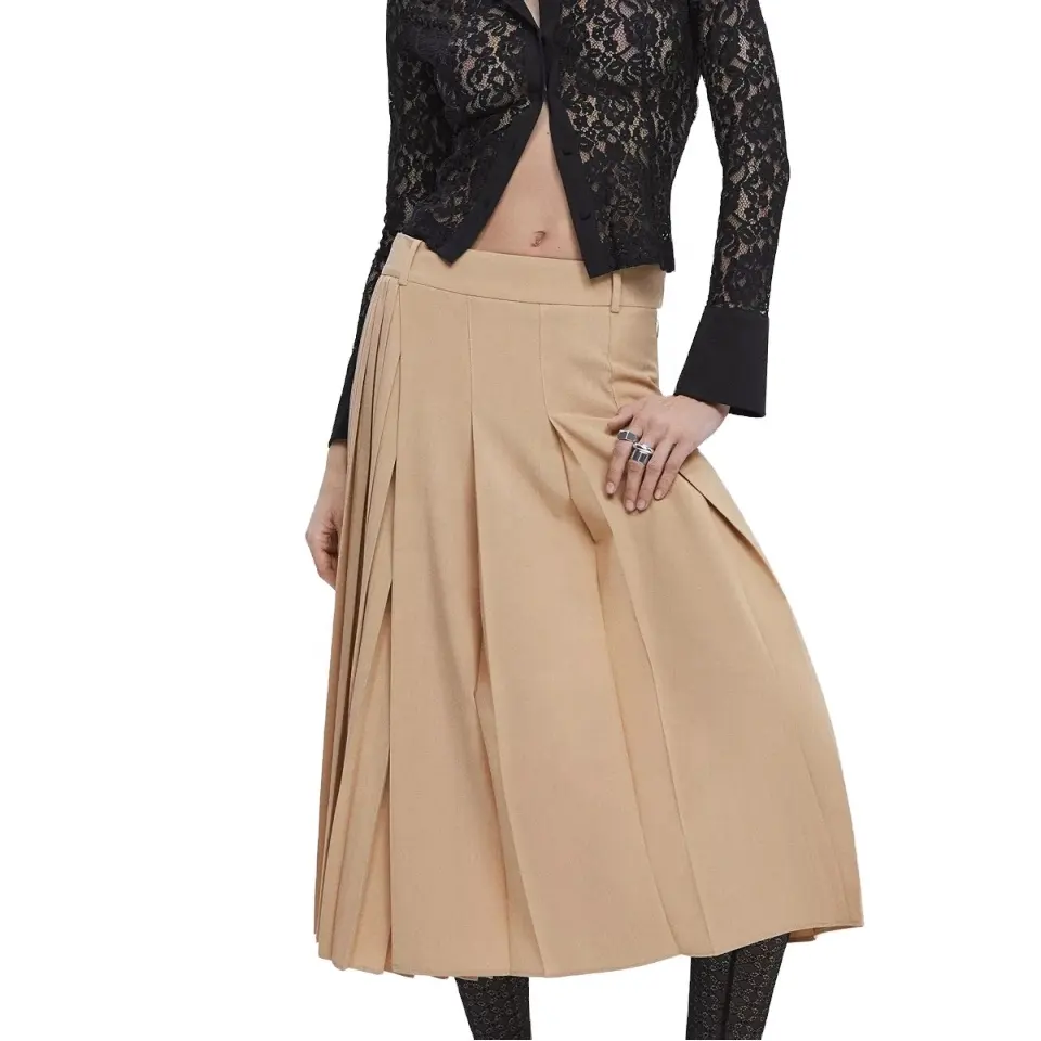 Hot Sale manufacturer custom Women's Pleated Midi Skirt