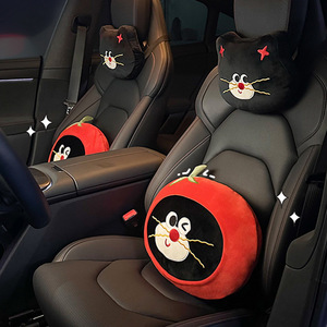 Coussin de nuque en peluche pour appuie-tête de voiture, motif chat mignon, rond, dessin animé, support lombaire d'hiver, utilisation générale, design ergonomique - Product Image 3