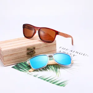 Gafas de sol cuadradas de madera con logotipo personalizado, para hombre y mujer