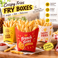 Boîtes à frites et chips Interpac imperméables et écologiques, 4,8x2x4,5 pouces, en papier résistant à la graisse, pour cafés et restaurants