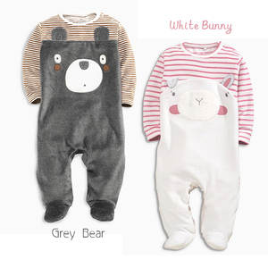Online Shop Newborn Baby Cotton Stripe <b>Bear</b> Printed Mini Wear Romper Clothes - Product Image 1