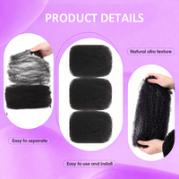 Harga Terbaik 100% Rambut Manusia Mentah Tanpa Proses 100g Afro Kinky Bulk Ekstensi Rambut Virgin 16 Inci Afro Kinky Bulk Ekstensi Rambut