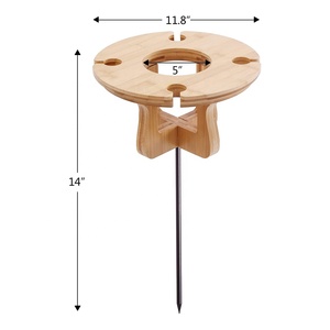 Tavolo <span class=keywords><strong>da</strong></span> vino per giardino all'aperto <span class=keywords><strong>da</strong></span> spiaggia tavolino <span class=keywords><strong>da</strong></span> vino portatile <span class=keywords><strong>con</strong></span> portabottiglie in <span class=keywords><strong>vetro</strong></span> per il campeggio - Product Image 6