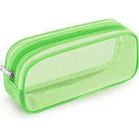 Trousse à crayons transparente en maille, portable, avec fermeture éclair, pour fournitures scolaires, pour écolières, logo personnalisé OEM, vente en gros