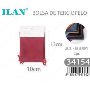 Borsa in Velluto 10x13 Cm Bordeaux 2 Pezzi - Product Image 3