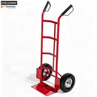 Chariot à main industriel OEM de 550 lb avec revêtement en poudre, plaque de guidage de 350x200 mm et roues pleines de 10 pouces, double poignée