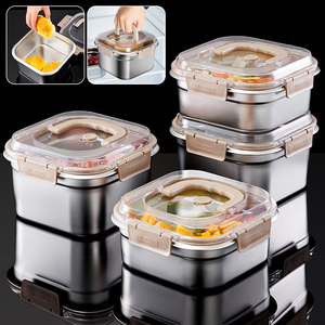 304 thép không gỉ vuông ăn trưa <span class=keywords><strong>Box</strong></span> Set với PP có nắp đậy bị rò rỉ bằng chứng thực phẩm lưu trữ container với xử lý - Product Image 6