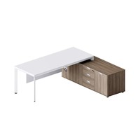 Moderno lusso a forma di l Executive Desk ufficio tavolo Manager con pannello di stoccaggio e presa di sollevamento elettrico