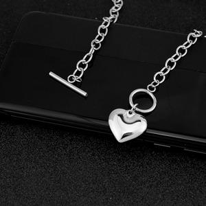2026 New Personalized OT Buckle Silver Plated Heart Shaped Pendant Necklace <b>Titanium</b> Steel Women's Necklace Fashion Jewelry - Product Image 3