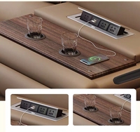 Sofa Recliner Kulit Elektrik Modern Warna Coklat Asli dengan USB untuk Ruang Tamu Home Theater Produsen OEM ODM