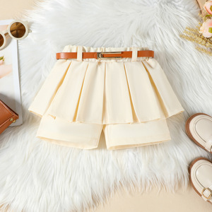 Conjunto para Niñas 2025, Nuevo Conjunto <span class=keywords><strong>de</strong></span> Verano <span class=keywords><strong>de</strong></span> Tres Piezas con Top <span class=keywords><strong>de</strong></span> <span class=keywords><strong>Piel</strong></span> Sintética con Cuello en V, Falda Pantalón y Cinturón - Product Image 6