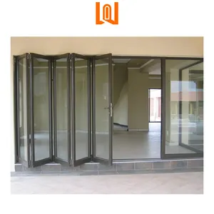 WANJIA Hurricane Impact Commercial Bi-folding Door Thermal Break Aluminum Glass Folding Door