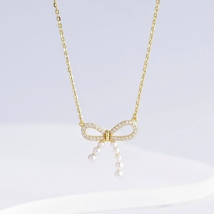 custom sterling silver plata 925 gold plated pendant <b>necklace</b> wedding bridal fashion vintage Geometric women pearl <b>necklaces</b> - Product Image 4