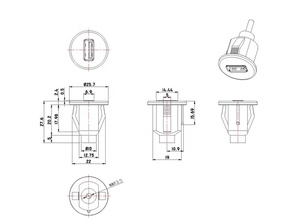 Cavo <span class=keywords><strong>USB</strong></span> da 1m Maschio a Femmina <span class=keywords><strong>AUX</strong></span> Impermeabile per Montaggio a Pannello, Prolunga <span class=keywords><strong>USB</strong></span> da 3FT per Auto - Product Image 3