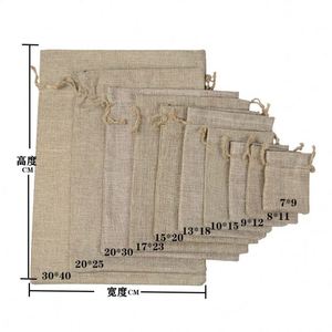 Sac en jute personnalisé avec logo imprimé, pochette en cacao, sac cadeau en toile de jute naturelle, sac en toile de jute à cordon de serrage - Product Image 5