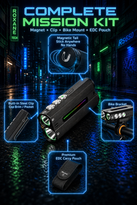 ไฟฉาย WOSEN 4000 ลูเมน EDC แบบสามแหล่งกำเนิดแสง พร้อมเลเซอร์สีเขียว COB RGB LED  ใช้งานได้ 40 ชั่วโมง มาตรฐาน IPX6  ติดตั้งแม่เหล็กท้าย  ใช้ได้กับเครื่องบินและจักรยาน - Product Image 5
