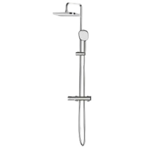 Juego de ducha gris con acabado plateado de 38 cm con pantalla digital y temperatura ajustable para baño - Product Image 3