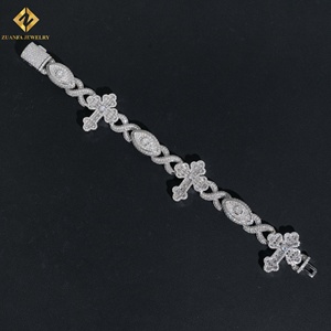 Precio de fábrica: Cadena cubana de plata S925 con moissanita brillante, estilo rap, chapada en rodio, pulsera con ojos. - Product Image 5