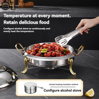 Plat de service de luxe en acier inoxydable doré, chauffage électrique, capacité 6L, alimentation à l'alcool, multi-spécifications, pour la restauration et la cuisine