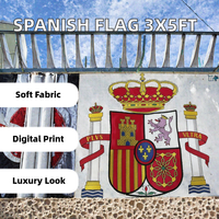 Drapeau espagnol imprimé numériquement en satin brodé, grand format extérieur 3x5 pieds, pour balcon, renforcé avec 2 œillets en aluminium