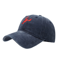 Casquette de baseball brodée homard, style vintage délavé, réglable, unisexe, pour l'extérieur, protection solaire, vente en gros