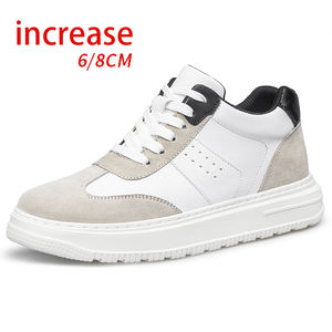 <b>Men's</b> <b>White</b> Sneakers 8cm Invisible Height Increase Spring <b>Casual</b> Breathable Dad <b>Shoes</b> <b>for</b> Running Sports Mesh Lining - Product Image 1