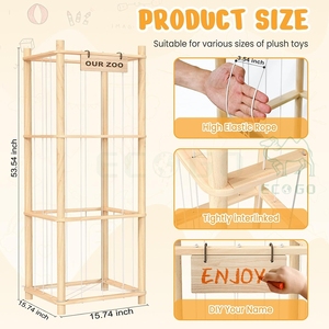 Organizador de Juguetes de Peluche de Madera de 3 Niveles para Niños, Exhibidores de Animales de Peluche, Estantes de Almacenamiento - Product Image 3
