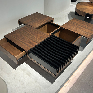 Modern Multifunctional Storage Center <strong>Table</strong> Extendable Square <strong>Walnut</strong> <strong>Coffee</strong> <strong>Table</strong> for Rustic Easy Assembly Home Furniture Metal - Product Image 3