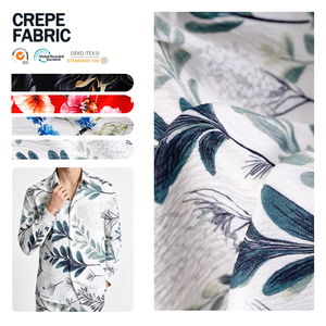 Tissu en crêpe de polyester de haute qualité, design floral froissé en spandex, pour vêtements et robes - Product Image 1