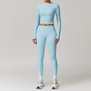 Chất Lượng Cao Chải Activewear Thể Thao Dài Tay Áo Top Tập Thể Dục Phòng Tập Thể Dục Thiết Lập Nhanh Chóng Khô Xà Cạp Cộng Với Kích Thước Tập Thể Dục Yoga Bộ Cho Phụ Nữ - Product Image 4