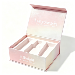 Boîte cadeau haut de gamme pour soins de la peau avec logo personnalisé, insert en pulpe pressée à froid et papier nacré, emballage rigide et durable - Product Image 1