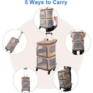 Küçük kediler ve köpekler için tekerlekler haddeleme kedi evcil hayvan taşıyıcı ile çift seyahat taşıyıcısı sırt çantası - Product Image 4