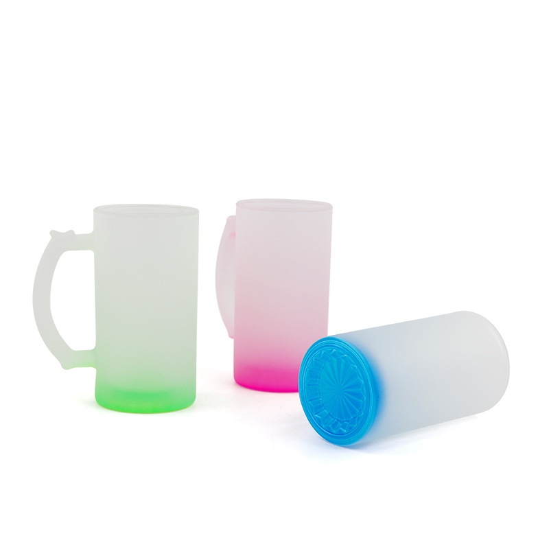 manufactory  11~18oz Sublimation Matte Color Beer Mug Wholesale Heat Transfer Colorful Bottom Sublimation beer  Mug