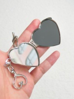 Miroir de poche pliable double face en forme de mini cœur Winway, porte-clés, petit breloque de sac, miroirs de poche compacts