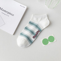 Chaussettes en coton blanc bleu printemps pour femmes Chaussettes de cheville dessin animé Chaussettes pour jeunes filles