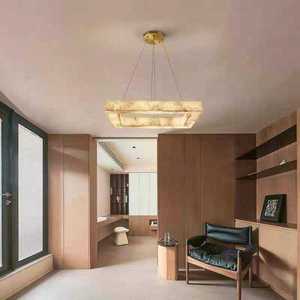 Lustre rectangulaire en laiton avec abat-jour en albâtre, lumière LED blanche chaude pour salon, 3500K, dimmable, culot E27 - Product Image 1
