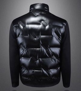 เสื้อแจ็คเก็ตดาวน์บุขนเป็ดผู้ชาย คอตั้ง สั้น สีเงิน รุ่นเยาวชน แฟชั่นทันสมัย ปี 2025 เสื้อโค้ทอุ่นๆ เงางาม - Product Image 3