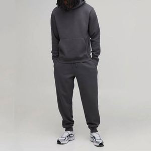 Dark Grey Hoodie <b>Jogger</b> Pants Tapered Plain Custom <b>Men</b> Two Piece Sweatsuit - Product Image 1