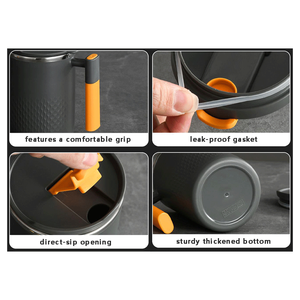 Taza de Viaje Aislada de 450 ml (15 oz), Taza de Café de Acero Inoxidable 304, Libre de BPA, con Asa, Aislamiento al Vacío de Doble Pared, con Tapa - Product Image 6