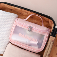 Sac cosmétique Portable Transparent en PVC pour femmes Flip Bath Scrub Wash Storage Sac et étui de maquillage translucide