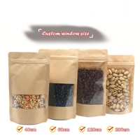 Sachet Doypack Noir Mat Personnalisé avec Fenêtre Transparente Ovale et Fermeture Zip pour Emballage de Café, Snacks et Aliments Secs
