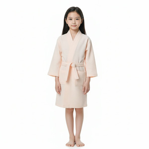 Children's <b>Waffle</b> Bathrobe Pure Cotton Thickened With Pockets For Home And Travel - Product Image 4