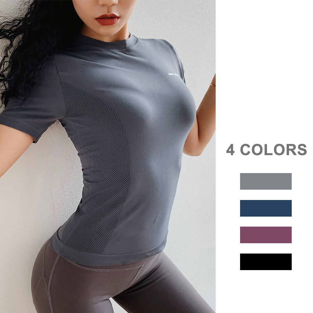 Custom Breathable Girls Sports Running Top Wear Activewear Yoga Fitness T-shirts Short Sleeve Women Workout T-shirts