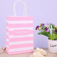 Sacs en papier kraft rose avec poignées, petits sacs cadeaux pour le commerce de détail, les fêtes, les mariages, emballage de cadeaux, vente en gros