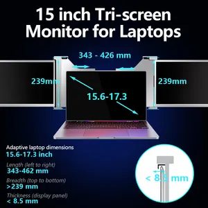 2024 grosir USB C HDR 1080P IPS portabel laptop 15.4 inci layar tiga pemanjang layar laptop