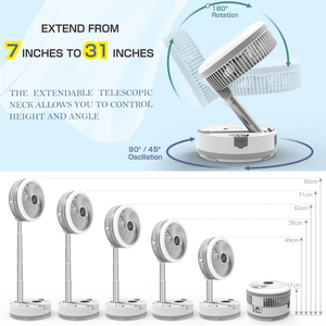 Ventilateur sur pied rechargeable 40000 mAh, pliable, oscillant, portable, pour le camping, avec lumières LED colorées - Offre Spéciale - Product Image 3