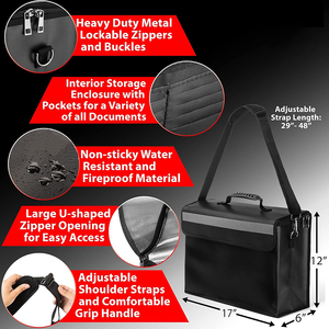 Sac de rangement ignifuge et étanche pour documents, classeurs, documents de format légal et objets de valeur, mallette légère et robuste - Product Image 5