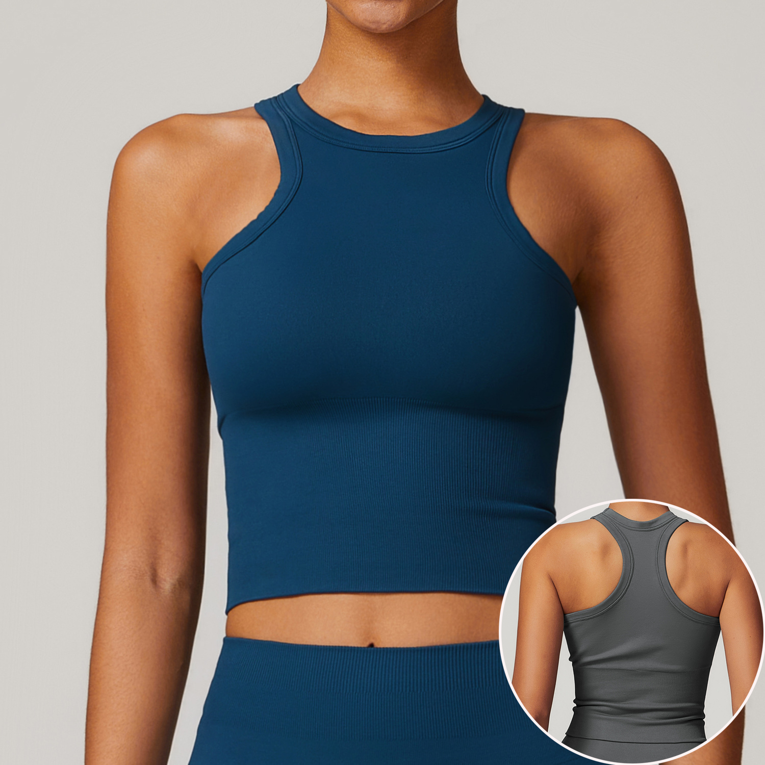Custom Logo Women's Top Seamless Tank Breathable Soft Fabric Yoga Slim Fit Training Workout Fitness Sports Bra Vest
