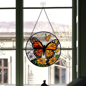 Bướm Màu cử<span class=keywords><strong>a</strong></span> sổ treo màu bướm suncatcher với chuỗi vòng hoa dấu hiệu cho vườn hoa cử<span class=keywords><strong>a</strong></span> hàng - Product Image 3