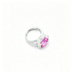 Anillo de Plata de Ley 925 con Zafiro Padparadscha Creado en Laboratorio - Product Image 1